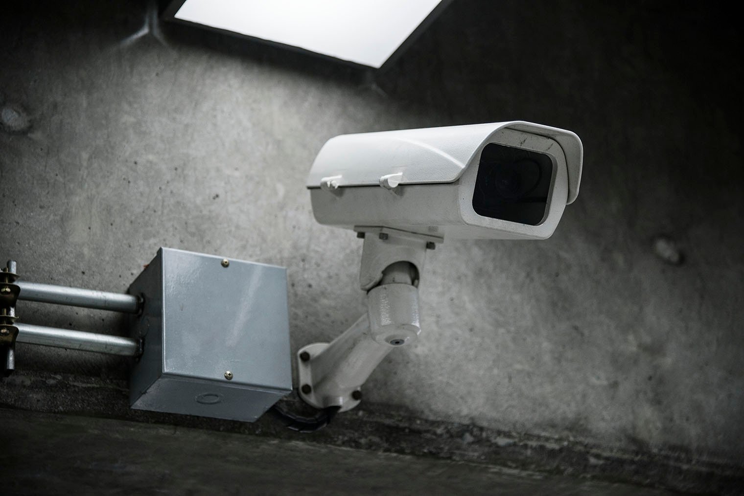 Security CCTV camera installed indoors